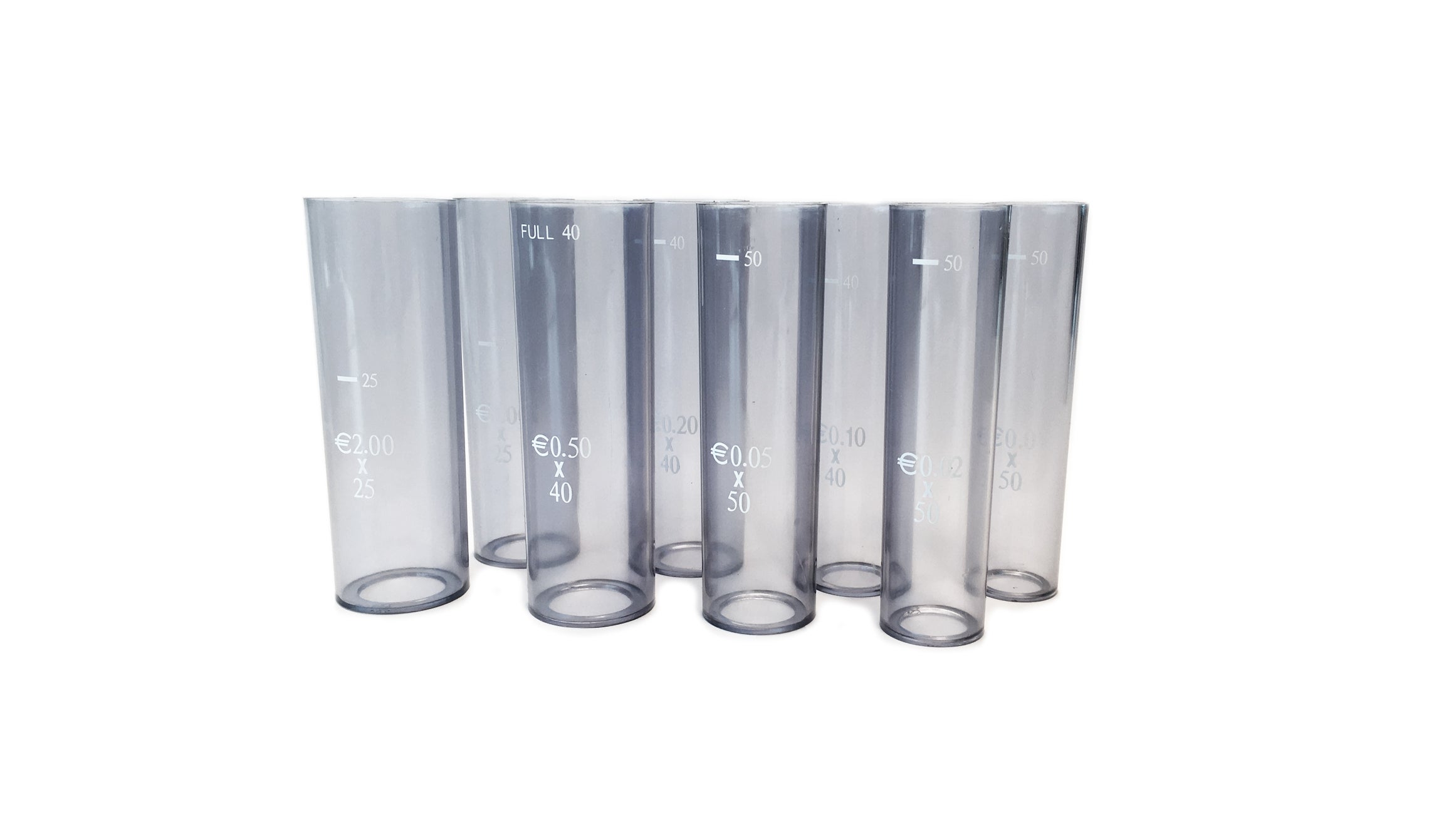 Conjunto de 8 tubos para moedas para a sua contadora de moedas Safescan tubos-para-moedas-safescan